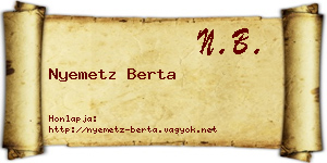 Nyemetz Berta névjegykártya